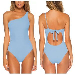 Becca Fine Line Textured Rib Asymmetrical One-Piece Swimsuit
